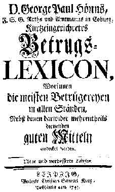 Hnns Betrugslexikon von 1743